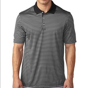 Brand New Adidas gray white and black striped polo